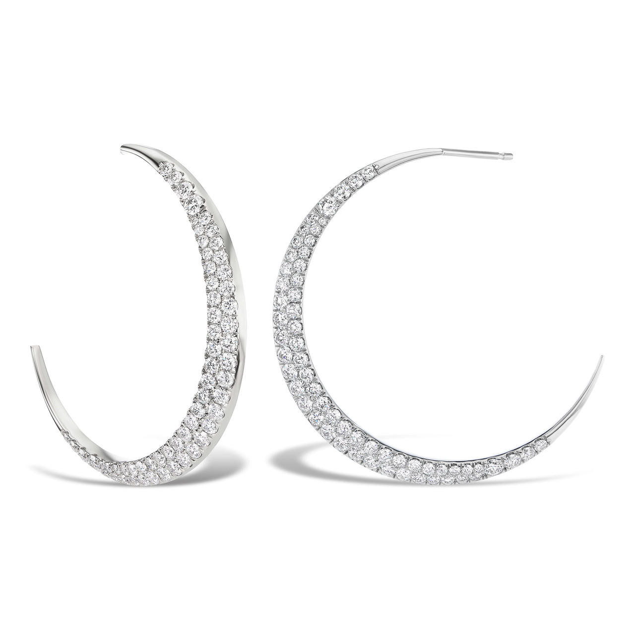 Unique X-Large Diamond Hoop Earrings 14k White Gold (3.00ct) - IE256